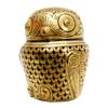 Image 1 : Heavy Gilded Burmese Laquerware Owl Canister (CLB-463)