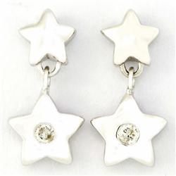.10ct Genuine Diamond 9k Wht Gold Star Earrings (JEW-9230X)