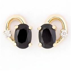 1.24ct Black Sapphire Diamond 9k Gold Earrings (JEW-9246X)