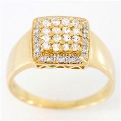 1.08ct Wht Sapphire 12 Diamond 9k Yel Gold Ring (JEW-9392X)