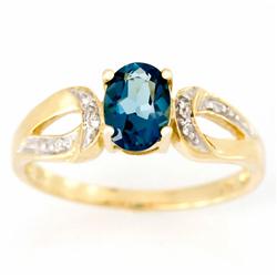 1.12ct London Bl Topaz  Diamond Ring 9k Gold (JEW-9341X)