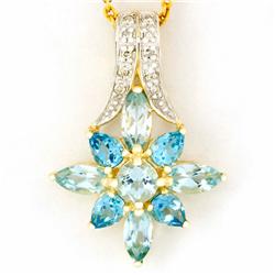 2.80ct Swiss Bl Topaz 10 Diamond 9k Gold Pendant (JEW-9282X)