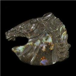 87ct Handcarved Australian Boulder Opal Stallion (GEM-20369)