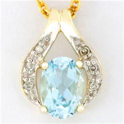 1.06ct Natural Bl Topaz Diamond 9k Gold Pendant (JEW-9317X)