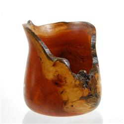 Hand Carved Afzelia Burl Wood Vase (DEC-100)