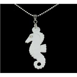 18k WG Plated Mother of Pearl Seahorse Necklace (JEW-1973)