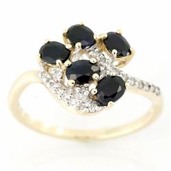 1.22ct Blk Sapphire 22 Diamond 9k Solid Gold Ring (JEW-9465X)