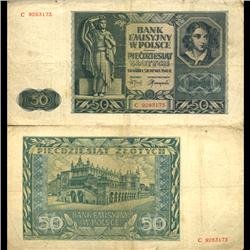 1940 Poland 50 Zlotych Crisp Hi Grade (CUR-06155)