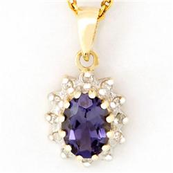1.07ct Natural Iolite 12 Diamond 9k Gold Pendant (JEW-9261X)