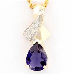 .73ct Natural Iolite Diamond 9k Gold Pendant (JEW-9277X)