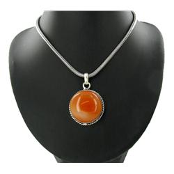 271ct Natrl Carnelian German Silver Pendant/Chain (JEW-2408)