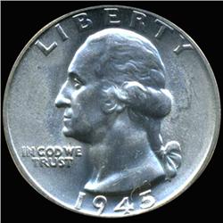 1945 Washington Silver Quarter Graded GEM (COI-6202)