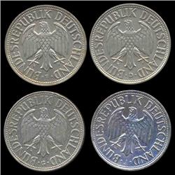 1966D/G/F/J Germany 1 Mark Hi Grade Scarce 4 Pcs (COI-8169)