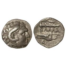 Tetróbolo. Siglo III a.C. KALLATIS. Anv.: Cabeza de Hércules con piel de león a derecha. Rev.: Espig