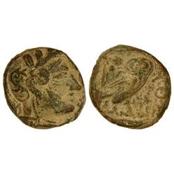 Tetradracma. (431-404 a.C.). ATENAS. 16,80 grs. AE. Emisión de necesidad en bronce, acuñada durante