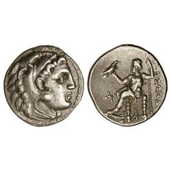 Dracma. 336-323 a.C. ALEJANDRO MAGNO. MACEDONIA. Anv.: Cabeza de Hércules con piel de león a derecha