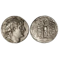 Tetradracma. 138-128 a.C. ANTÍOCO VII. REINO SELÉUCIDA. Anv.: Cabeza diademada a derecha. Rev.: Aten