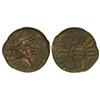 Image 1 : As. MALACA. Anv.: Cabeza de Vulcano barbado con birrete cónico, detrás tenazas y leyenda. Rev.: Bust