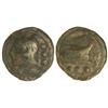Image 1 : Quadrans. 240-225 a.C. ANÓNIMO. ROMA. Anv.: Cabeza de Hércules con casco a izquierda, detrás tres pu