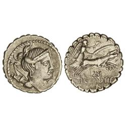 Denario. 79 a.C. CLAUDIA-5. Ti. Caludius Nero. Rev.: Victoria en biga a derecha, debajo LXI TI. CLAV