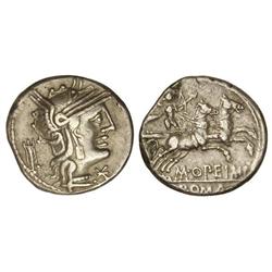 Denario. 131 a.C. OPIMIA-16. M. Opeimi. Cal-1056; FFC-950. MBC+.