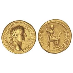 Áureo. (14-17 d.C.). TIBERIO. LUGDUNUM. Anv.: TI. CAESAR DIVI AVG. F. AVGVSTVS. Busto laureado de Ti