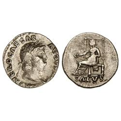 Denario. Acuñada el 63-68 d.C. NERÓN. Anv.: IMP. NERO CAESAR AVG. P. P. Busto a derecha. Rev.: Salud
