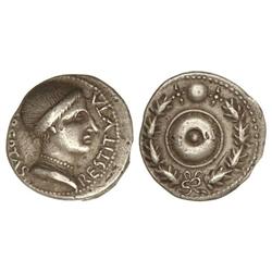 Denario. 68-69 d.C. GUERRAS CIVILES. TARRACO. Anv.: LIBERTAS RESTITVTA. Busto descubierto de Liberta