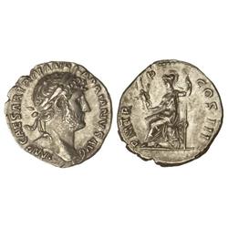 Denario. Acuñada el 119-122 d.C. ADRIANO. Anv.: Bsuto laureado a derecha. IMP. CAESAR TRAIAN. HADRIA