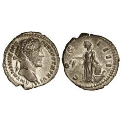 Denario. Acuñada el 148-149 d.C. ANTONINO PÍO. Anv.: ANTONINVS AVG. PIVS P. P. TR. P. VIII. Busto a