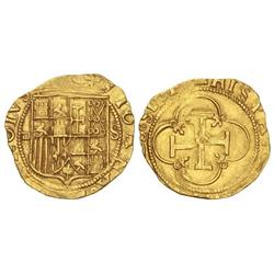 1 Escudo. SEVILLA. Anv.: ¶-Escudo-S. 3,37 grs. Ensayador: ¶. Restos de brillo original. Cospel liger