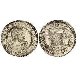 1/2 Ducado. S/F-I.B.R. NÁPOLES. Rev.: R.ARAGO. 14,90 grs. AR. (Limpaida). Vti-293. MBC-.