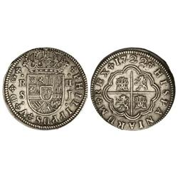 2 Reales. 1722. SEVILLA. J. Bella. Gran parte de brillo original. Cal-1424. EBC+.