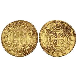 8 Escudos. 1715/4. SEVILLA. M. Rev.: M-8/8-S. HISPA¶IARVN*REX. Acuñación algo floja en parte de la l