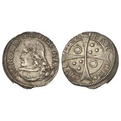 1 Croat. 1706. BARCELONA. Rev.: Roel en 1er y 4º cuartel. Muy buen ejemplar. Cal-34. MBC+.