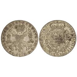 Patagón. 1710. AMBERES. Brabante. Anv.: Mano. CAROLVS III D.G.HISP.ET INDIARVM REX. 28,11 grs. Todas