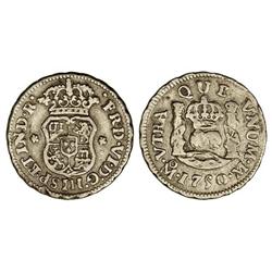 1/2 Real. 1750. MÉXICO. M. 1,70 grs. Columnario. (Golpecitos y rayitas). Cal-663. MBC.