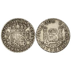 8 Reales. 1748. MÉXICO. M.F. 27 grs. Columnario. Cal-323. MBC.