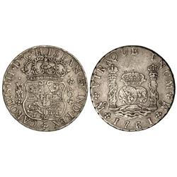 8 Reales. 1761. MÉXICO. M.M. 26,80 grs. Columnario. Pátina. (Leves rayitas). Cal-888. MBC.