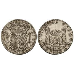 8 Reales. 1766. MÉXICO. M.F. 26,90 grs. Columnario. Pátina. Cal-904. MBC+.