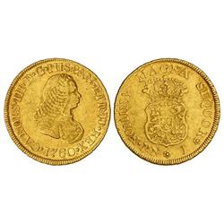 2 Escudos. 1760. POPAYÁN. J. Busto de Fernando VI. (Rayitas). Cal-493. (MBC).