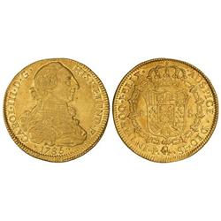 8 Escudos. 1785. POPAYÁN. S.F. Restos de brillo original. (Leves rayitas de ajuste en reverso). Cal-