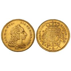 6 Ducados. 1750. NÁPOLES. M-M/R. DeG bajo el busto. (Rayitas de ajuste). ESCASA ASÍ. KM-28. EBC-/EBC