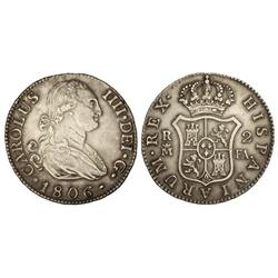 2 Reales. 1806. MADRID. F.A. Preciosa pátina. Cal-977. MBC+.
