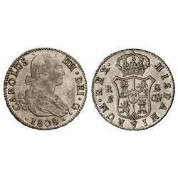 2 Reales. 1808. SEVILLA. C.N. Restos de brillo original. Cal-1071. EBC-/EBC.