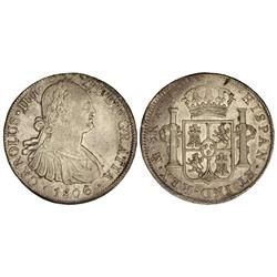 8 Reales. 1806. MÉXICO. T.H. Brillo original. Acuñación parcialmente floja en parte de la leyenda. P