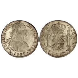 8 Reales. 1807. MÉXICO. T.H. (Manchitas en anverso). Cal-707. EBC+.