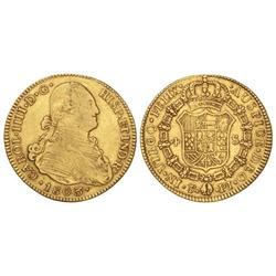 4 Escudos. 1803. POTOSÍ. P.J. MUY RARA. Cal-254. MBC-/MBC.