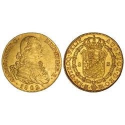 8 Escudos. 1802. MADRID. F.A. Brillo original. (Rayitas de ajuste en reverso e insignificante hojita