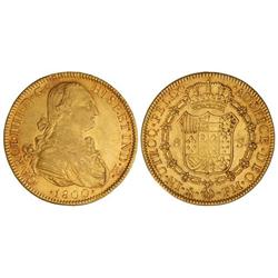 8 Escudos. 1800. MÉXICO. F.M. Gran parte del brillo original. (Leves rayitas). Cal-52. EBC.